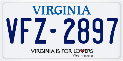 VA license plate VFZ2897