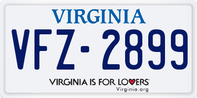 VA license plate VFZ2899