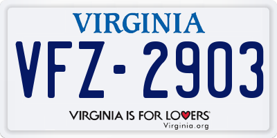 VA license plate VFZ2903
