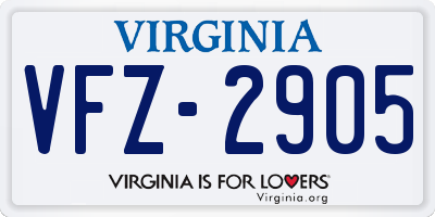 VA license plate VFZ2905