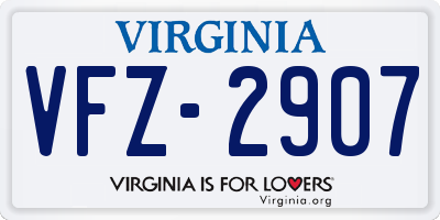 VA license plate VFZ2907
