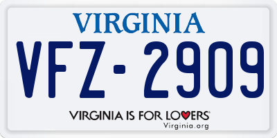 VA license plate VFZ2909