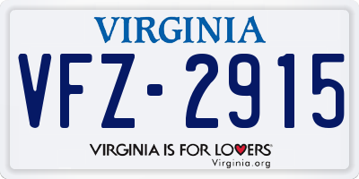 VA license plate VFZ2915