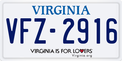 VA license plate VFZ2916