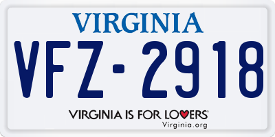 VA license plate VFZ2918