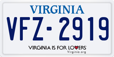 VA license plate VFZ2919