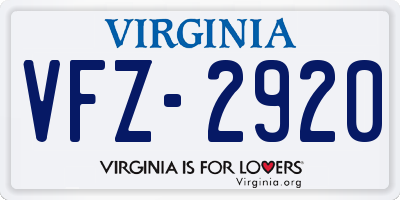 VA license plate VFZ2920