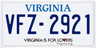 VA license plate VFZ2921
