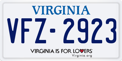 VA license plate VFZ2923