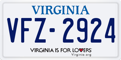 VA license plate VFZ2924