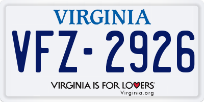 VA license plate VFZ2926