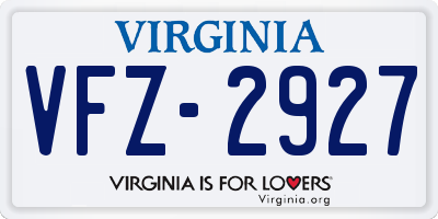 VA license plate VFZ2927