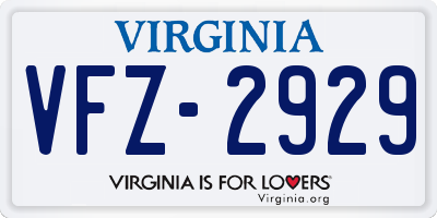 VA license plate VFZ2929