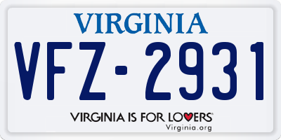 VA license plate VFZ2931