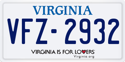 VA license plate VFZ2932