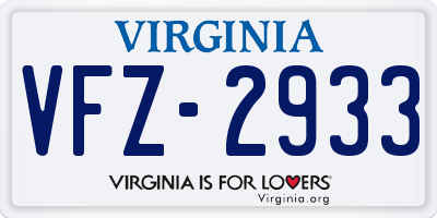 VA license plate VFZ2933