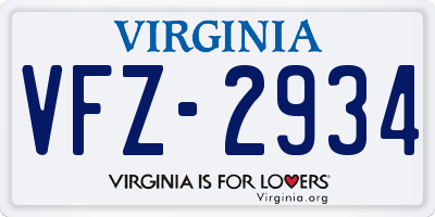 VA license plate VFZ2934