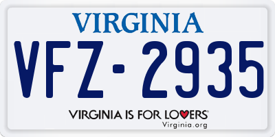 VA license plate VFZ2935