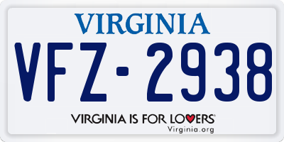 VA license plate VFZ2938