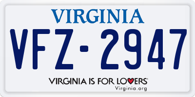 VA license plate VFZ2947