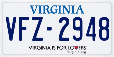 VA license plate VFZ2948