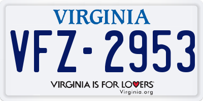 VA license plate VFZ2953