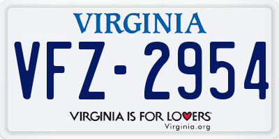 VA license plate VFZ2954