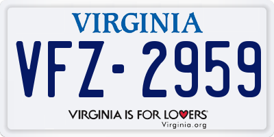 VA license plate VFZ2959
