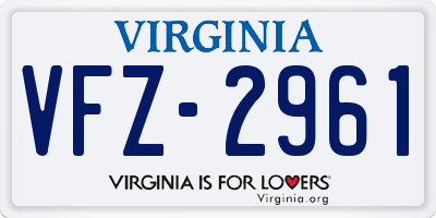 VA license plate VFZ2961