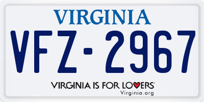 VA license plate VFZ2967