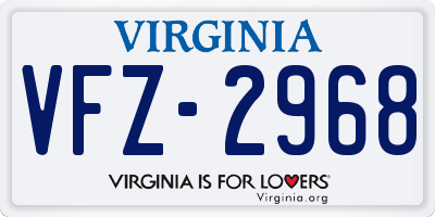 VA license plate VFZ2968