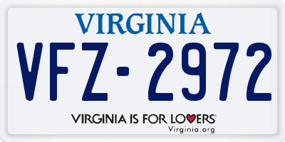 VA license plate VFZ2972