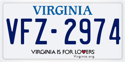 VA license plate VFZ2974