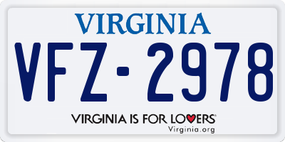 VA license plate VFZ2978