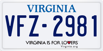 VA license plate VFZ2981