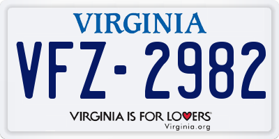 VA license plate VFZ2982