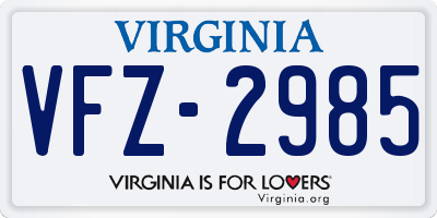 VA license plate VFZ2985