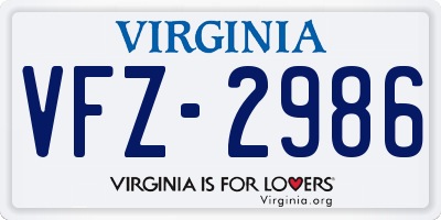 VA license plate VFZ2986