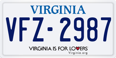VA license plate VFZ2987