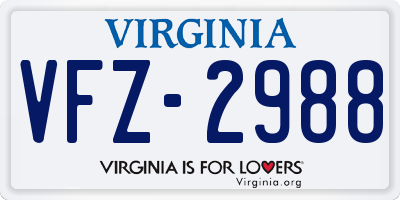 VA license plate VFZ2988
