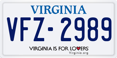 VA license plate VFZ2989