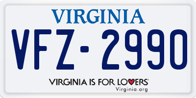 VA license plate VFZ2990