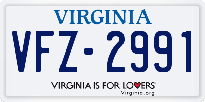 VA license plate VFZ2991