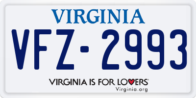 VA license plate VFZ2993