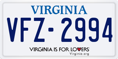 VA license plate VFZ2994