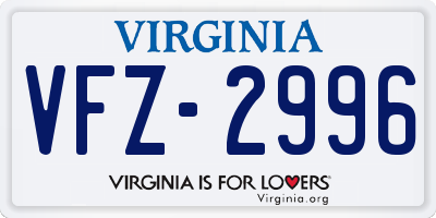 VA license plate VFZ2996