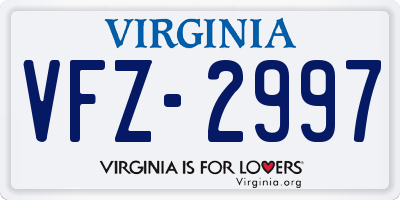 VA license plate VFZ2997