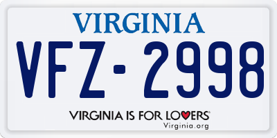 VA license plate VFZ2998