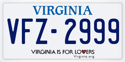VA license plate VFZ2999