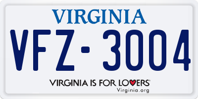 VA license plate VFZ3004